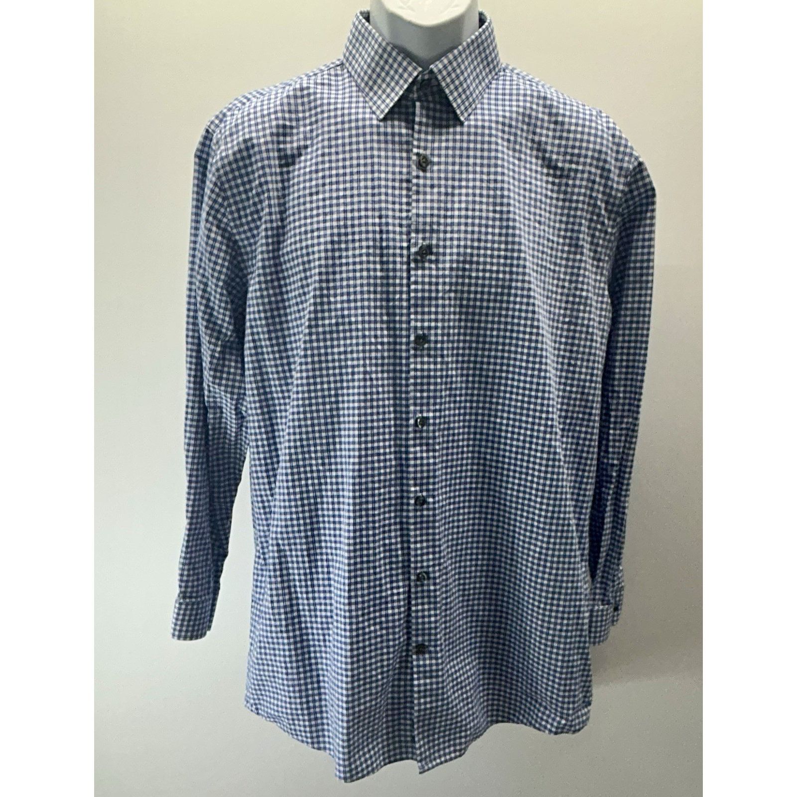J Ferrar J Ferrar Blue Check Plaid Button Down Mens Shirt L 32-33 Size US L / EU 52-54 / 3 - 1 Thumbnail