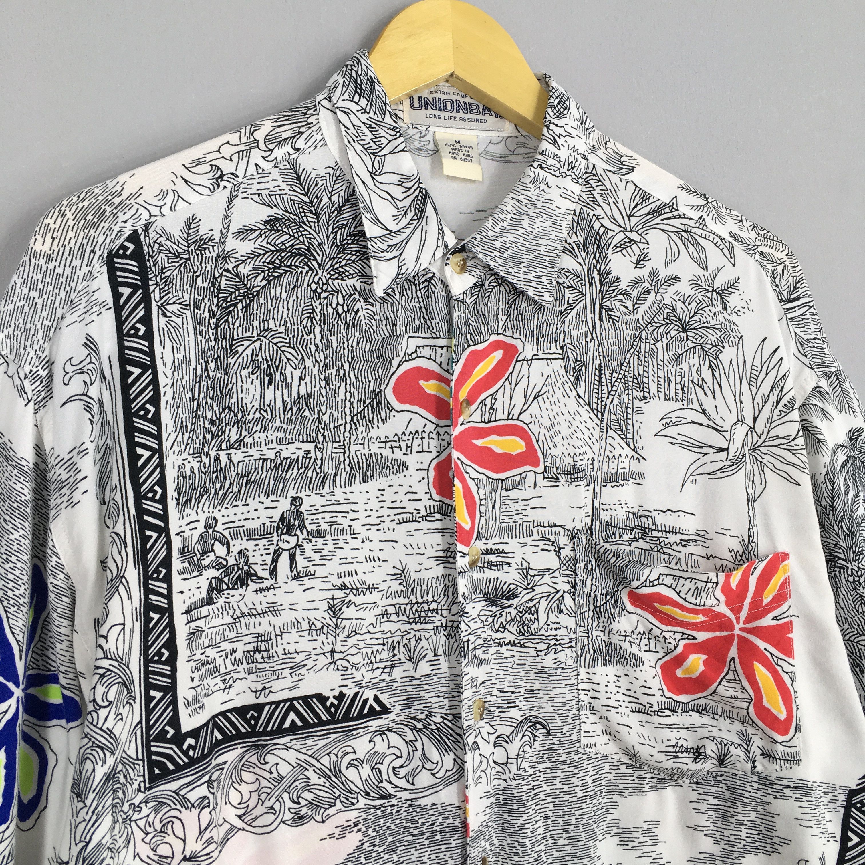 UNIONBAY Unionbay Summer Hawaiian Flower Art Rayon Shirt Medium Size US M / EU 48-50 / 2 - 3 Thumbnail