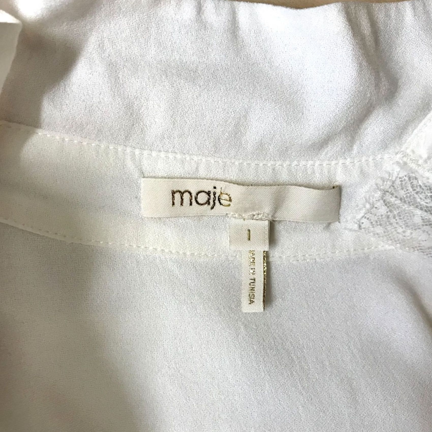 Maje MAJE Blouse Women's 1 White Sleeveless V-Neck Collared Layered Boho Top Size XS / US 0-2 / IT 36-38 - 7 Thumbnail