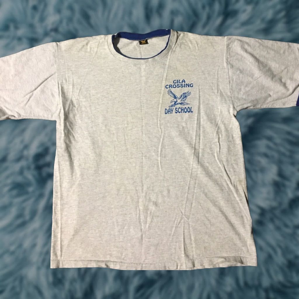 Vintage VINTAGE Gila Crossing School Double Layer Shirt XL Gray USA Single Stitch 80s 90s Pirate, College, Punk Mens Shirt Size US XL / EU 56 / 4 - 1 Thumbnail
