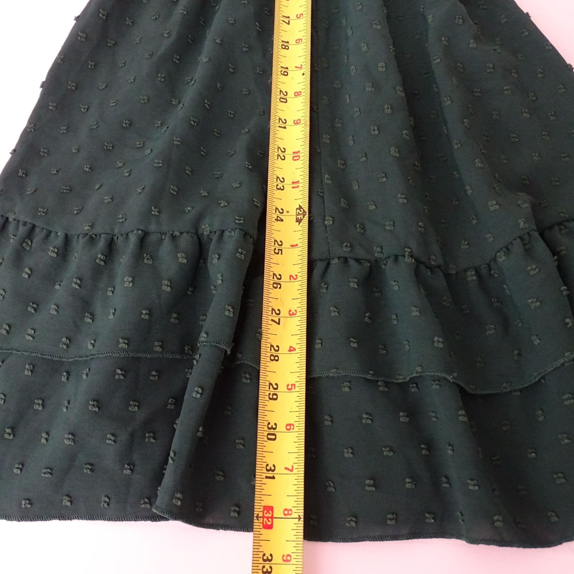 Shein Shein Green Swiss Dot Ruffle Tiered Fit & Flare Dress Size 4 Size S / US 4 / IT 40 - 10 Thumbnail