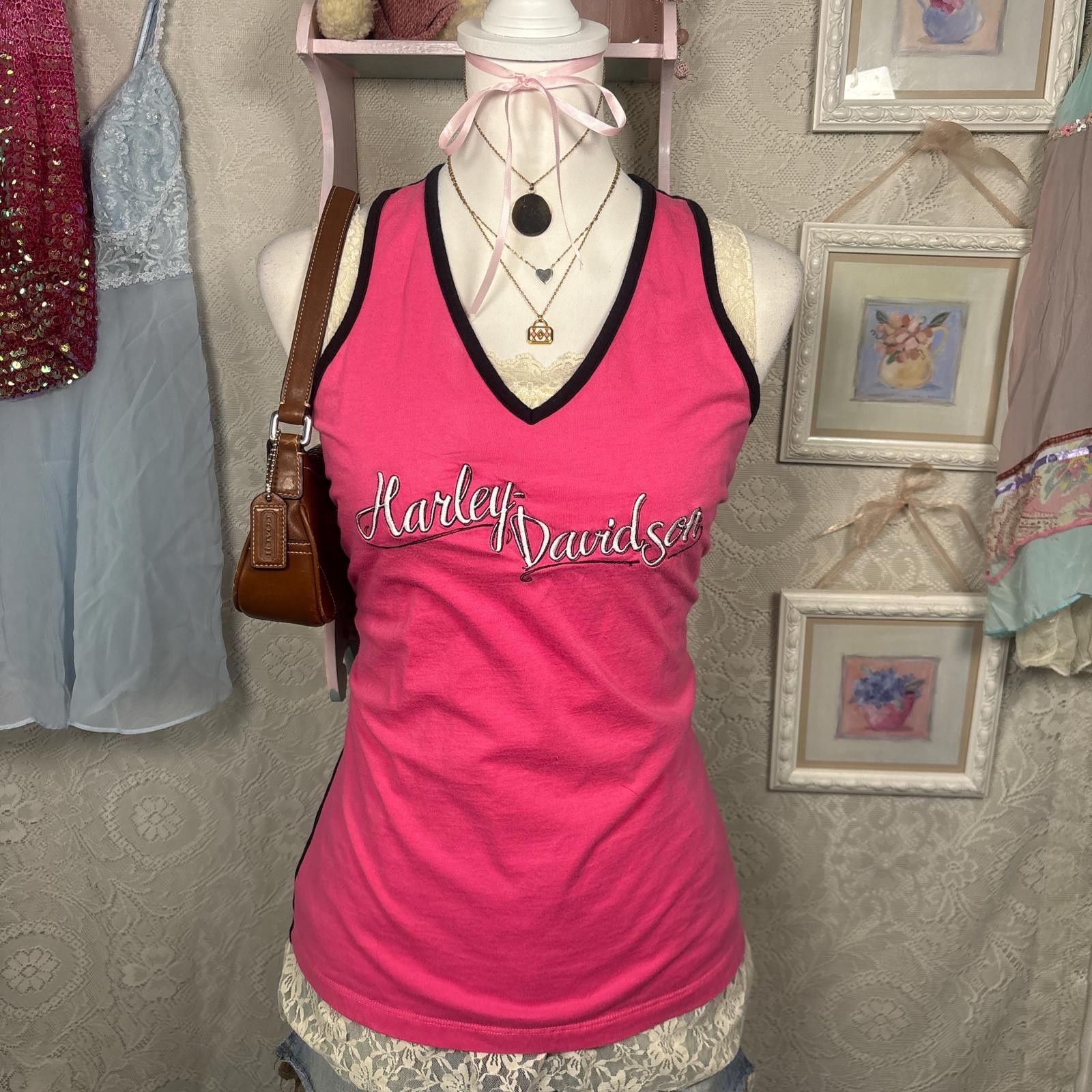 Harley Davidson vintage pink harley davidson razorback top Size L / US 10 / IT 46 - 3 Thumbnail