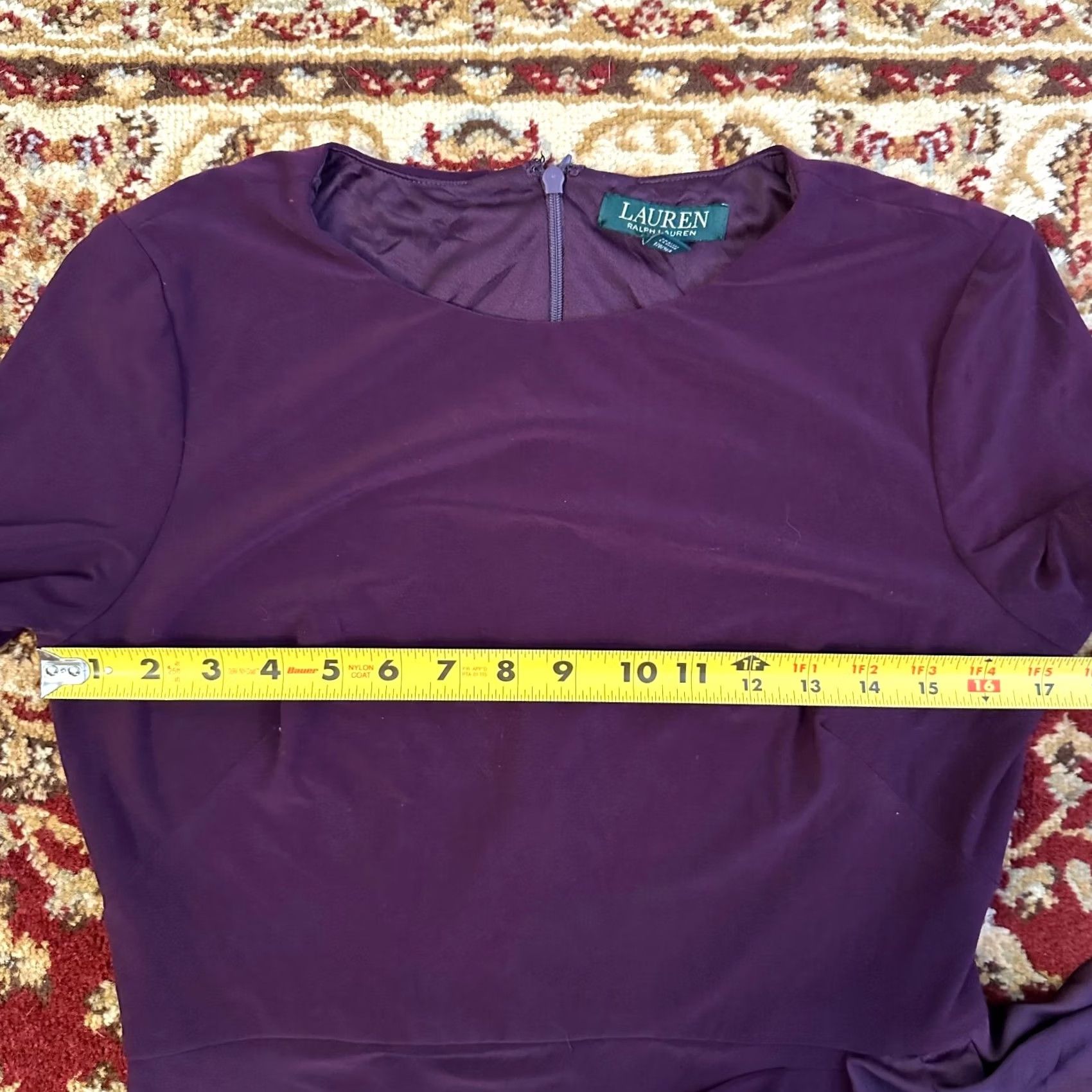 Ralph Lauren Lauren Ralph Lauren Dress Womens 8 Dark Purple Short Sleeve Polyester Size 30" / US 8 / IT 44 - 7 Thumbnail
