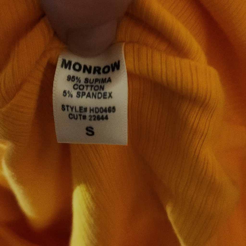 MONROW Monrow Women's Size Small Vivid Yellow Ruched Side Ribbed Bo Size S / US 4 / IT 40 - 6 Thumbnail