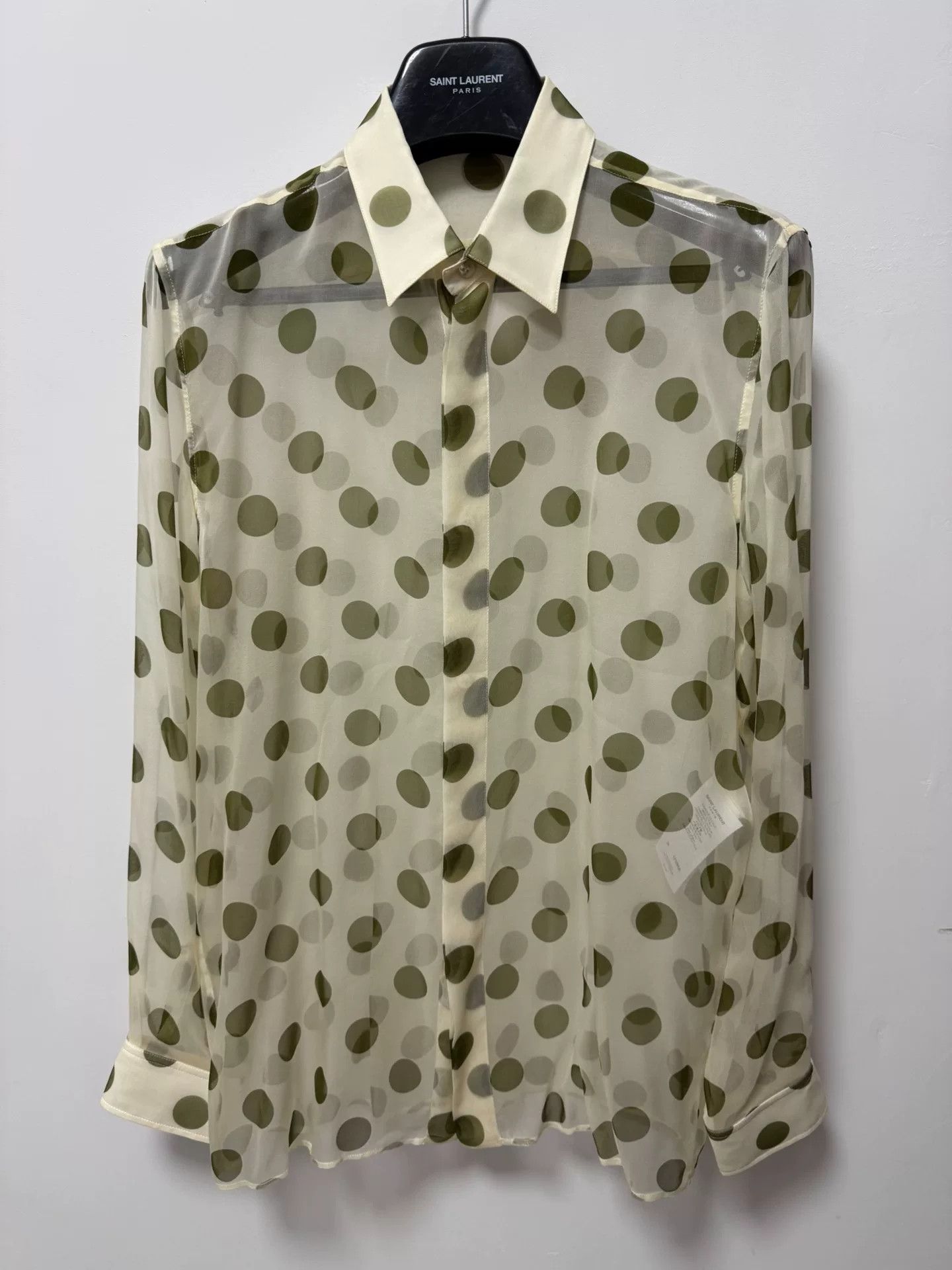 Anthony Vaccarello Saint Laurent Polka Dot Silk Shirt Size S / US 4 / IT 40 - 1 Thumbnail