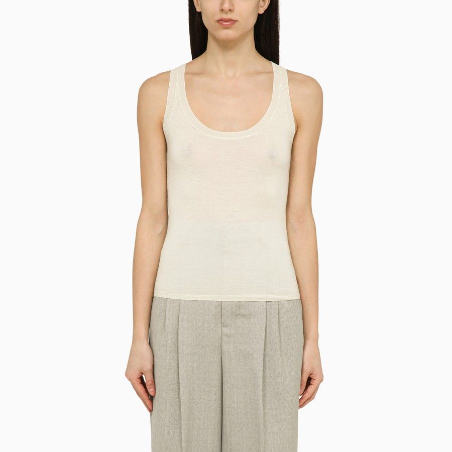 Max Mara o1d2blof0824 Tank Top in Off White Size XS / US 0-2 / IT 36-38 - 1 Thumbnail