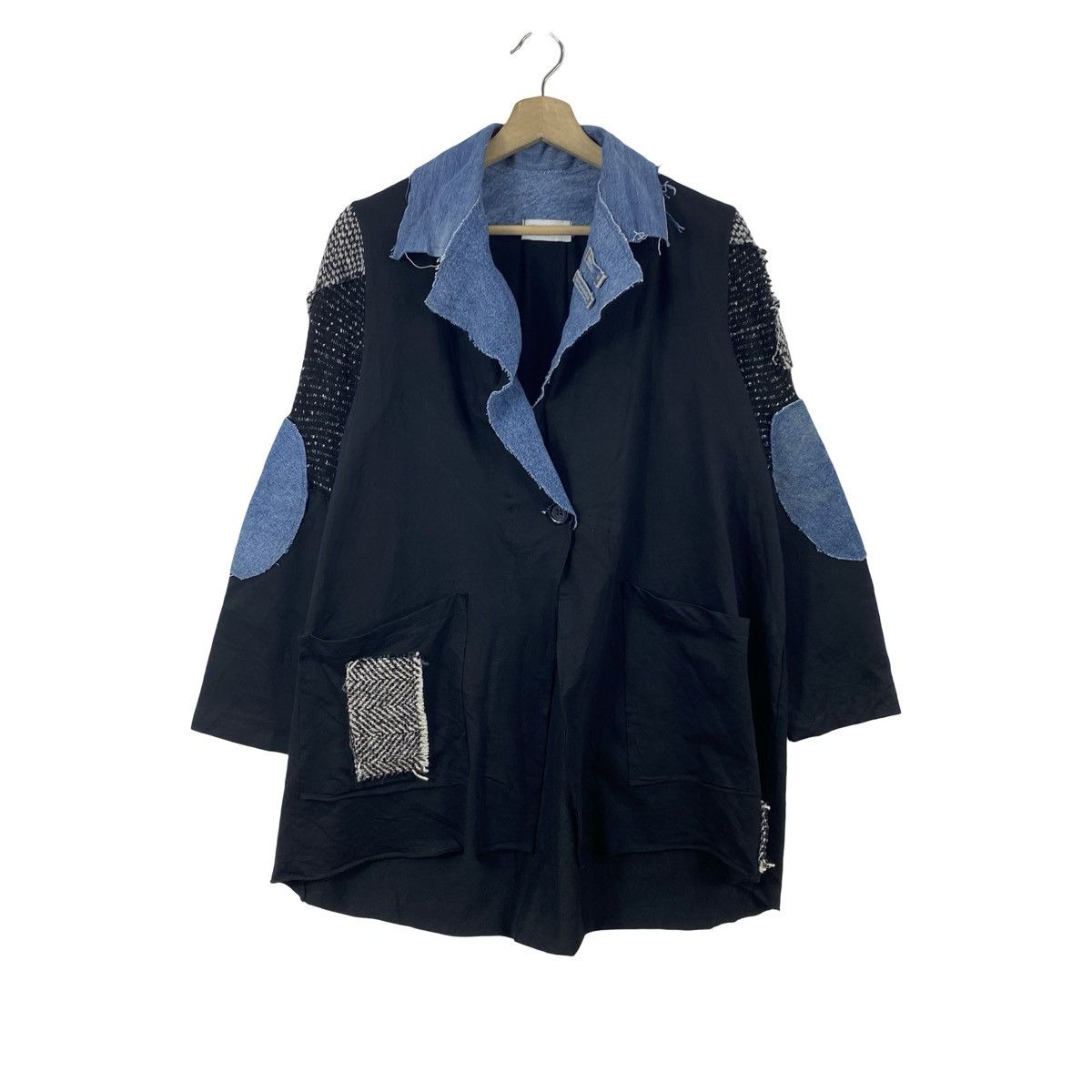 Vintage Vintage PLANET FLORENCE Patchwork Denim Collar Jacket Coat Size S / US 4 / IT 40 - 4 Thumbnail