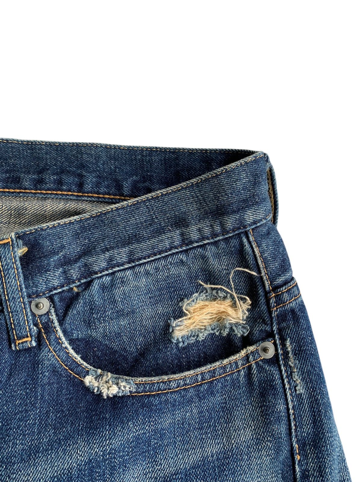 Japanese Brand × Kapital × Vintage Whiz Limited Japanese Ripped Selvedge Distressed Denim Size US 35 - 12 Thumbnail
