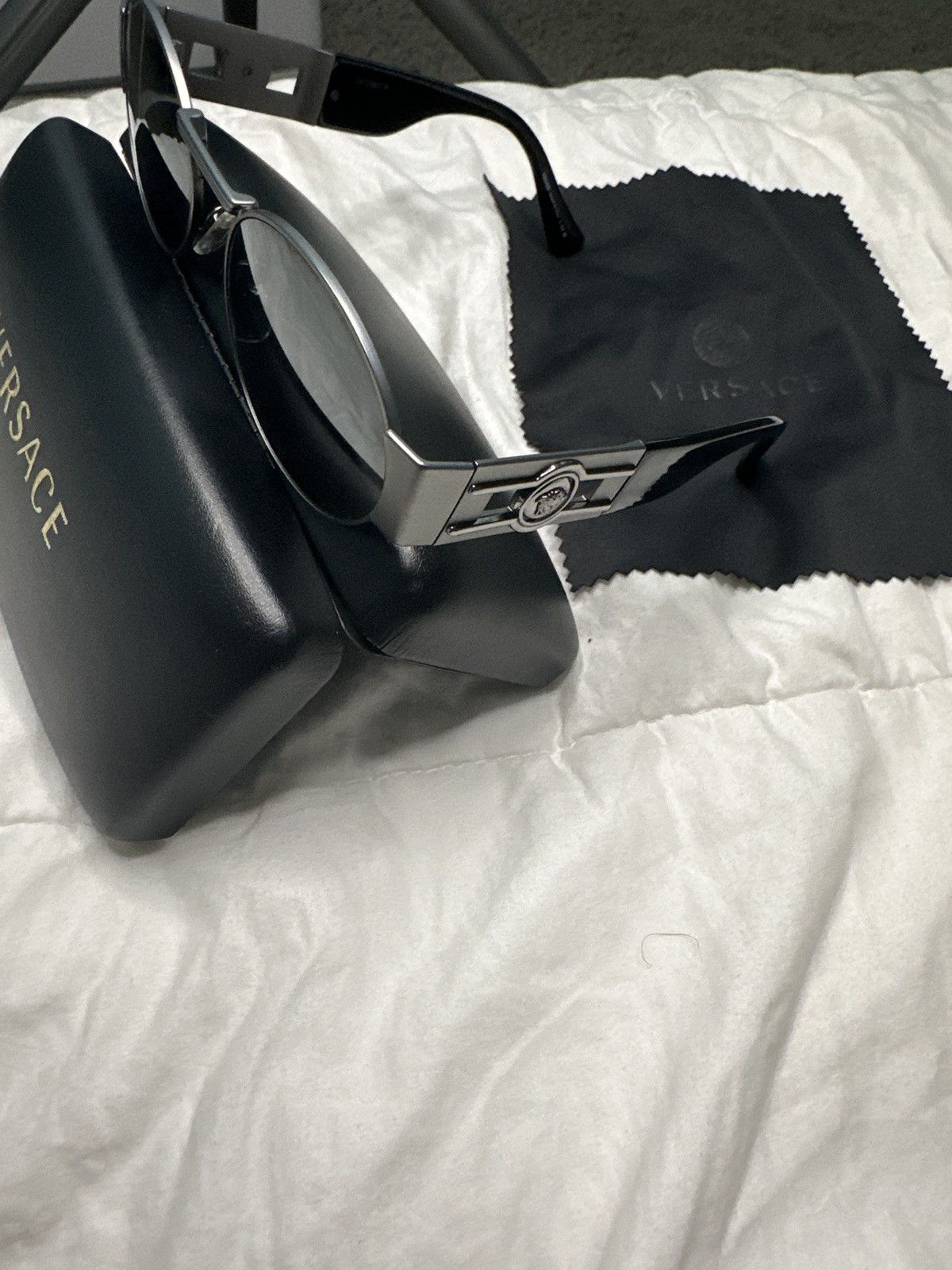 Versace Black and grey Versace sunglasses purchased from neiman Size ONE SIZE - 4 Thumbnail