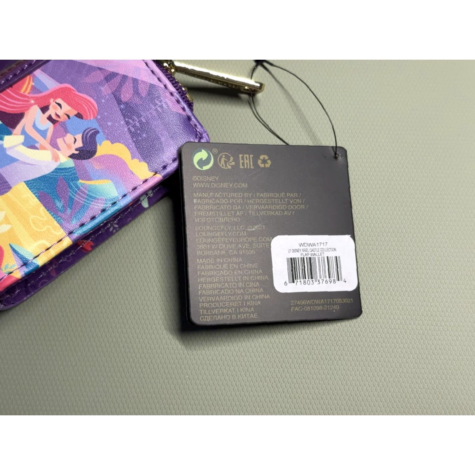 Vintage Loungefly Disney Princess Ariel Castle Collection Wallet Purple One Size Zip-Around Faux Leather Womens Size ONE SIZE - 4 Thumbnail