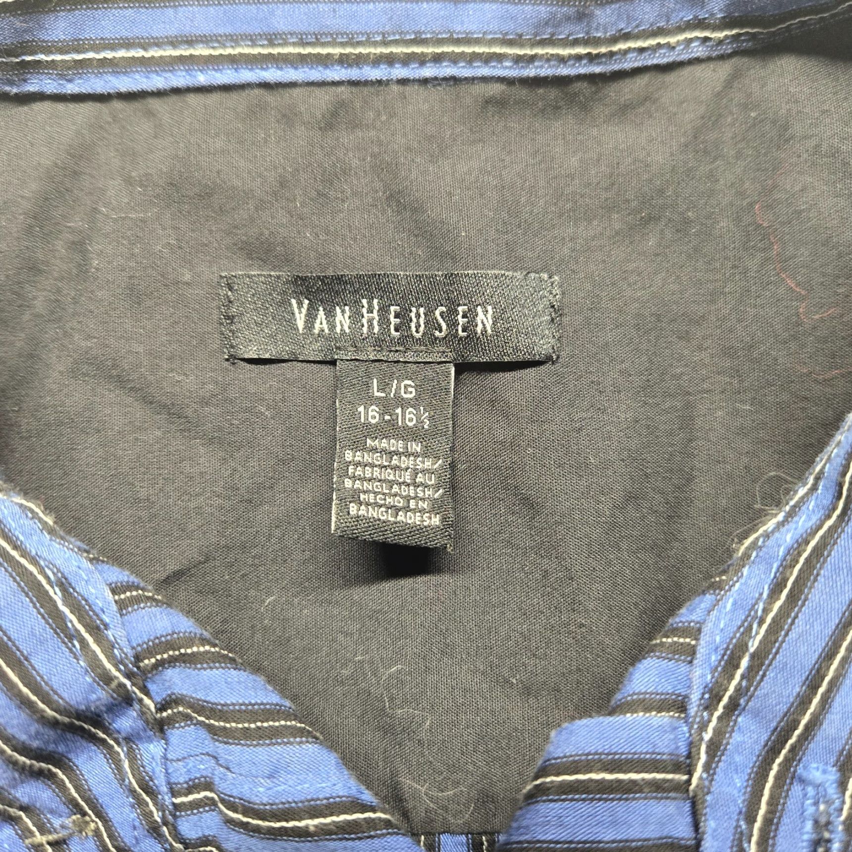 Van Heusen VAN HEUSEN Men’s Dress Shirt Blue Striped Long Sleeve Button-Up 16.5 Size Casual Office Wear Size US L / EU 52-54 / 3 - 3 Thumbnail