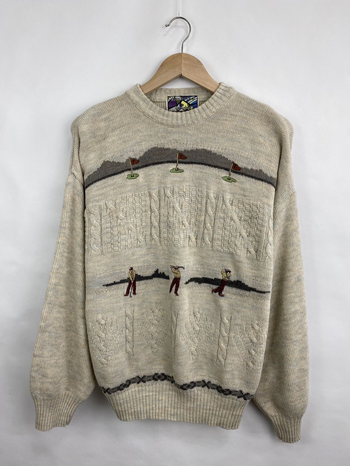 Vintage 🇮🇹 Vintage 90s Golf Enrico Leoni Sweater Made In Italy Rare Size US L / EU 52-54 / 3 - 3 Thumbnail