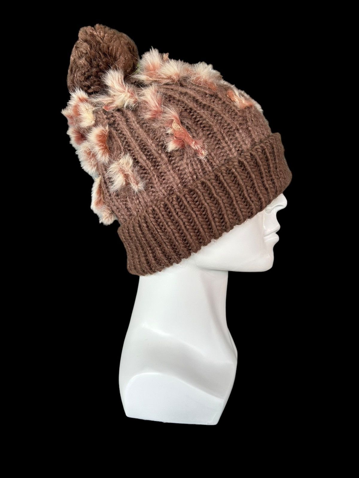 Japanese Brand × Kapital × Vintage Japanese Style Rare Knitt Fur Beanie Hats 🎌☠️ Size ONE SIZE - 2 Thumbnail