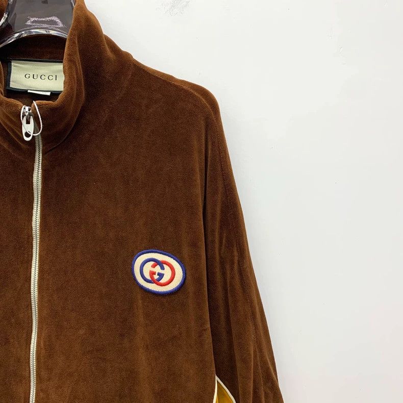 Gucci Gucci Dark brown logo embroidered cotton stand-up collar z Size S / US 4 / IT 40 - 3 Thumbnail
