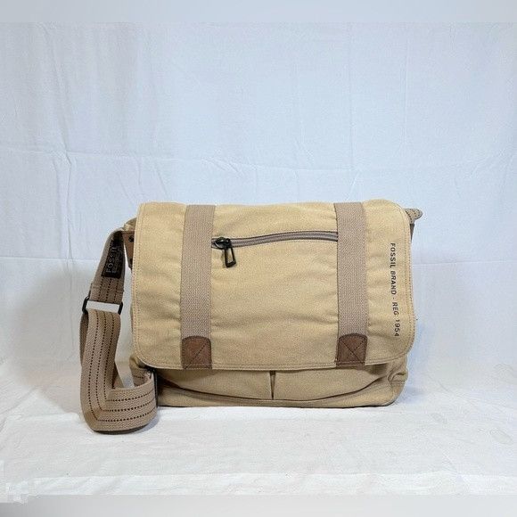 Fossil Khaki Canvas Cross Body Carry All Duffel Tote Bag in Beige, Women's