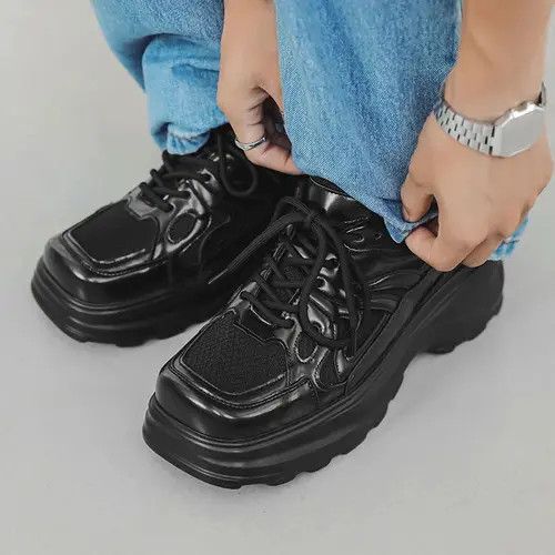 Japanese Brand Streetwear Platform Casual Black PU Leather boots sneakers Size US 10 / EU 43 - 1 Thumbnail