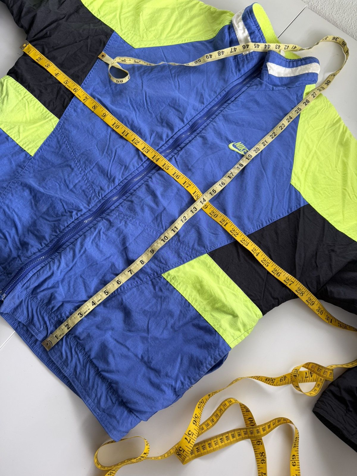 Nike Vintage 90s Nike Fleece Lined Jacket Blue Neon Green Size XL Size US XL / EU 56 / 4 - 6 Thumbnail