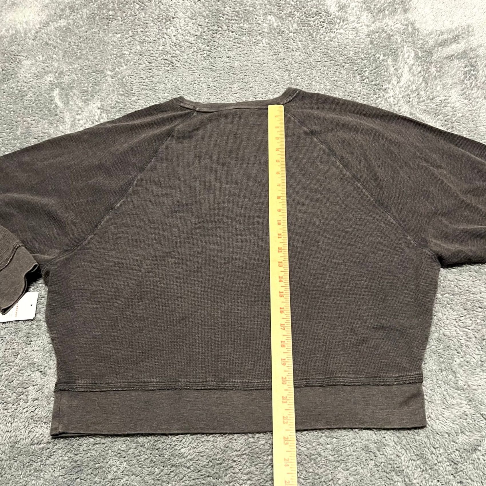 Lucky Brand Lucky Brand Shirt Womens Large Raglan Waffle Long Sleeve Gray Crop L Womens Size L / US 10 / IT 46 - 6 Thumbnail