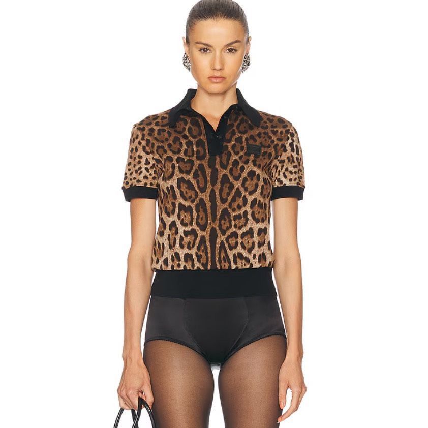 Dolce & Gabbana Dolce & Gabbana Short Sleeve Polo Top in Leopard Size 36 (US 4) Size S / US 4 / IT 40 - 1 Thumbnail