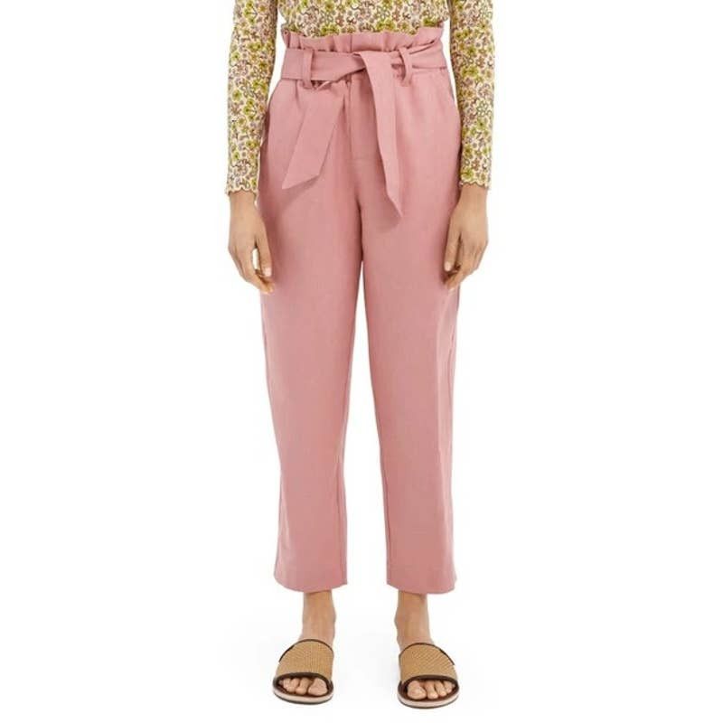 image of Scotch Soda Scotch & Soda Linen Paperbag Waist Pants Petal Pink, Size Xl, Women's