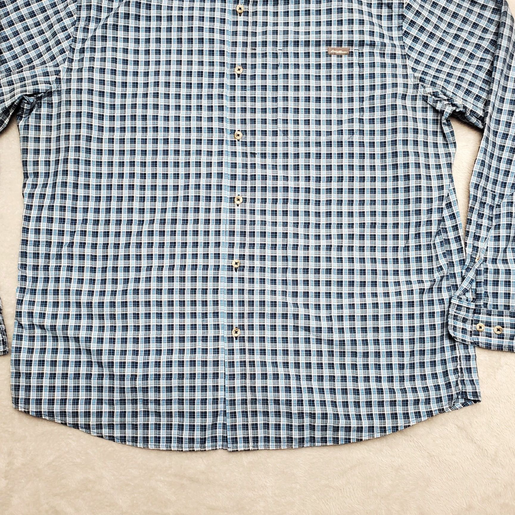 Eddie Bauer VINTAGE Eddie Bauer Shirt Mens XL Blue Plaid Button-Down Long Sleeve Outdoor (if not vintage, omit VINTAGE). Size US XL / EU 56 / 4 - 3 Thumbnail