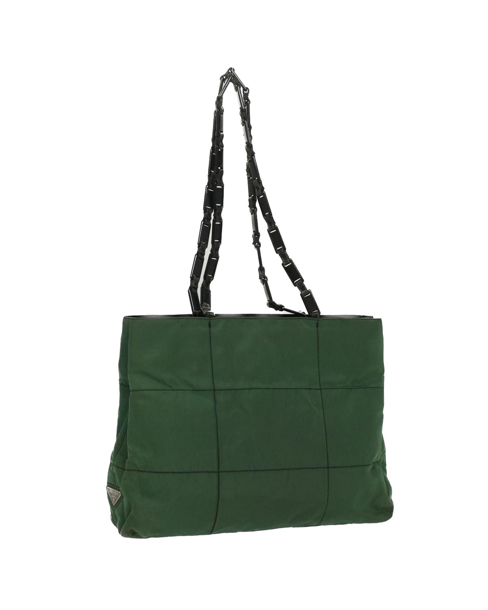 image of Prada Green Nylon Shoulder Bag, Women's