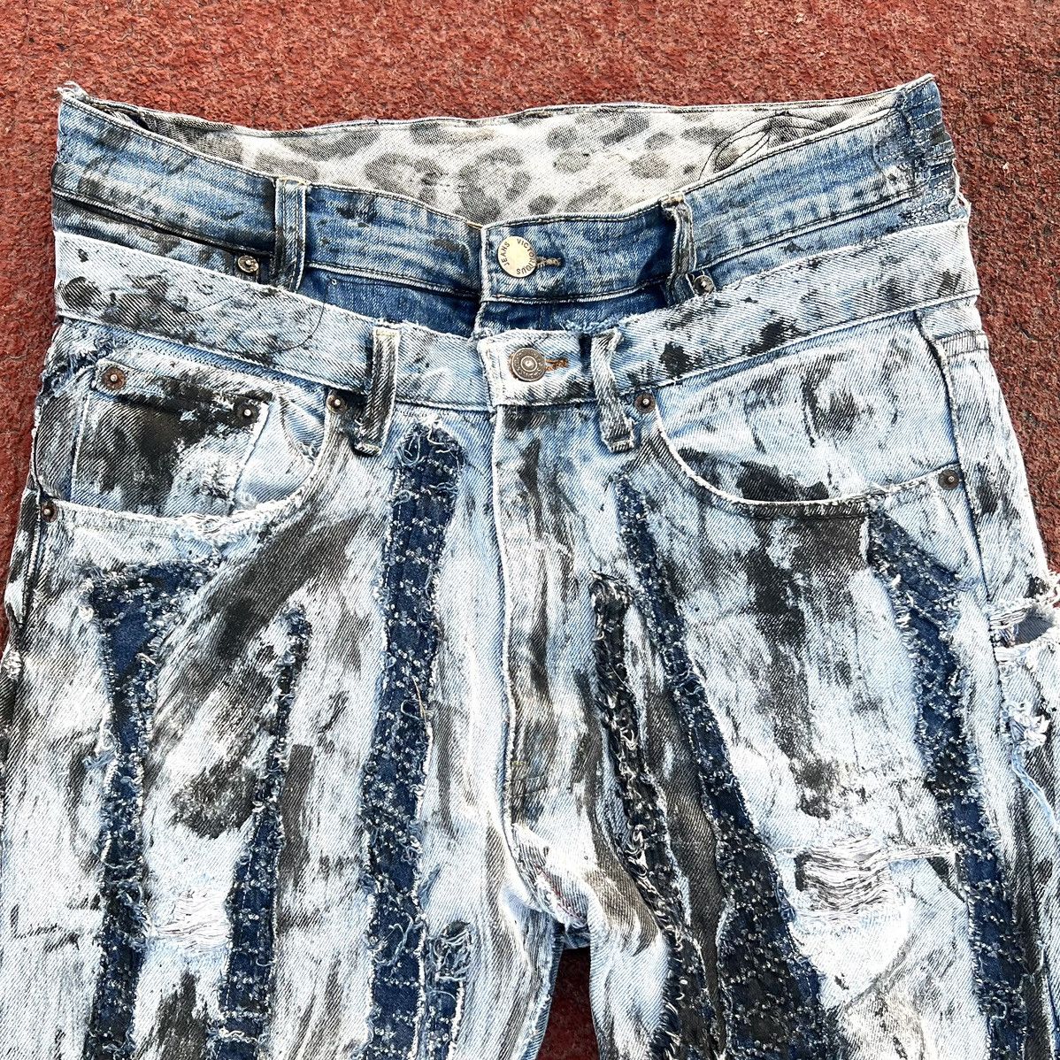 Levi's Double Waist Chaotic Blue Stains Panto Size US 33 - 3 Thumbnail
