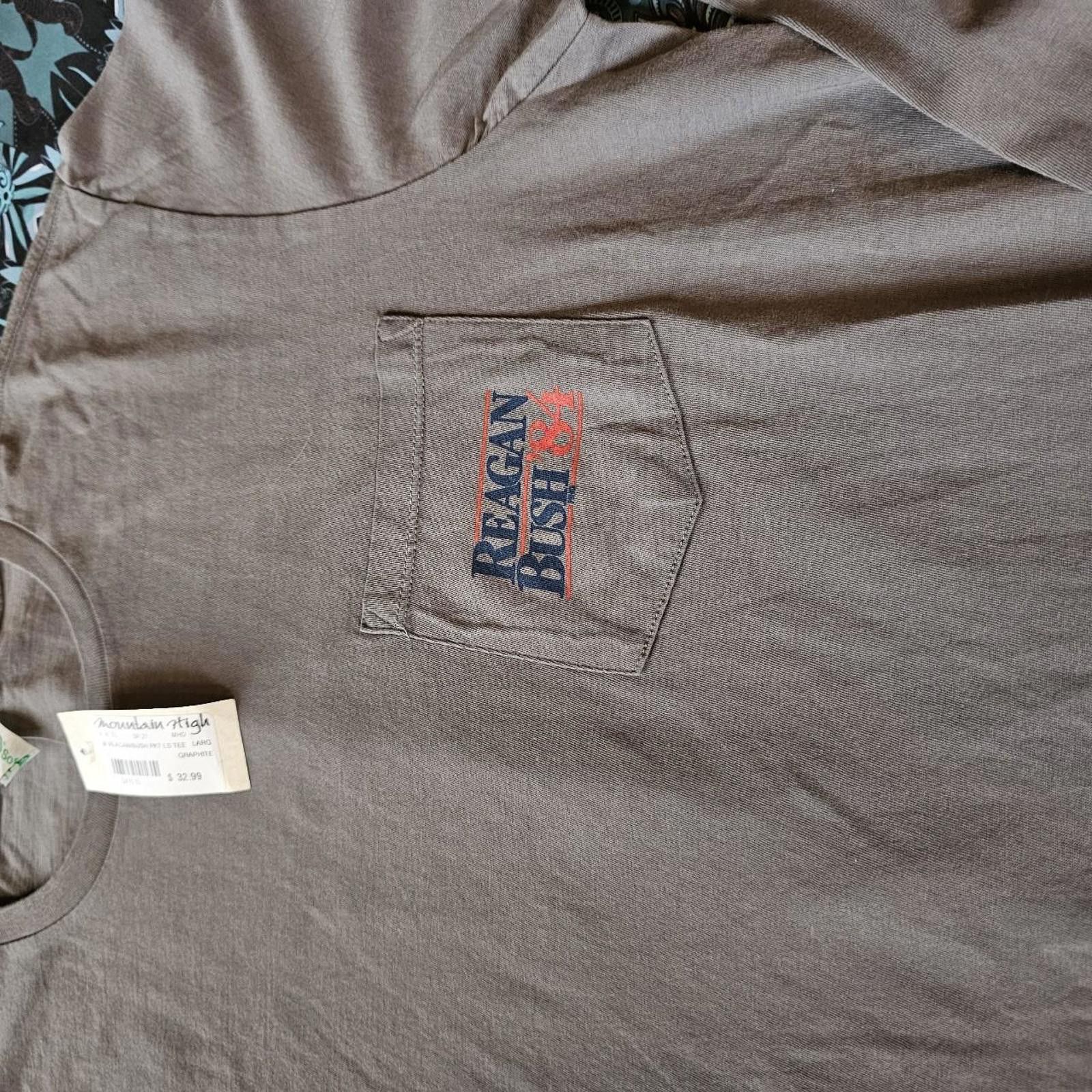 Designer Reagan Bush 84 NWT Grey and Blue Long Sleeve T-shirt Size US L / EU 52-54 / 3 - 3 Thumbnail