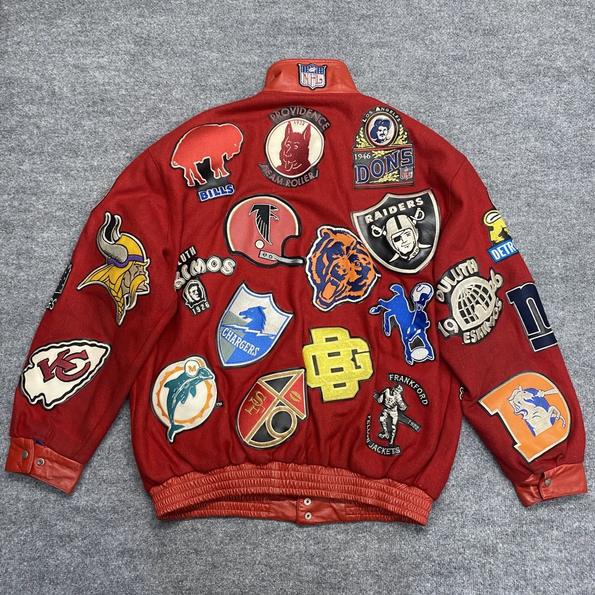 NFL Vintage 90's NFL Patches Red Bomber Jacket Size 3XL Size US XXL / EU 58 / 5 - 8 Thumbnail