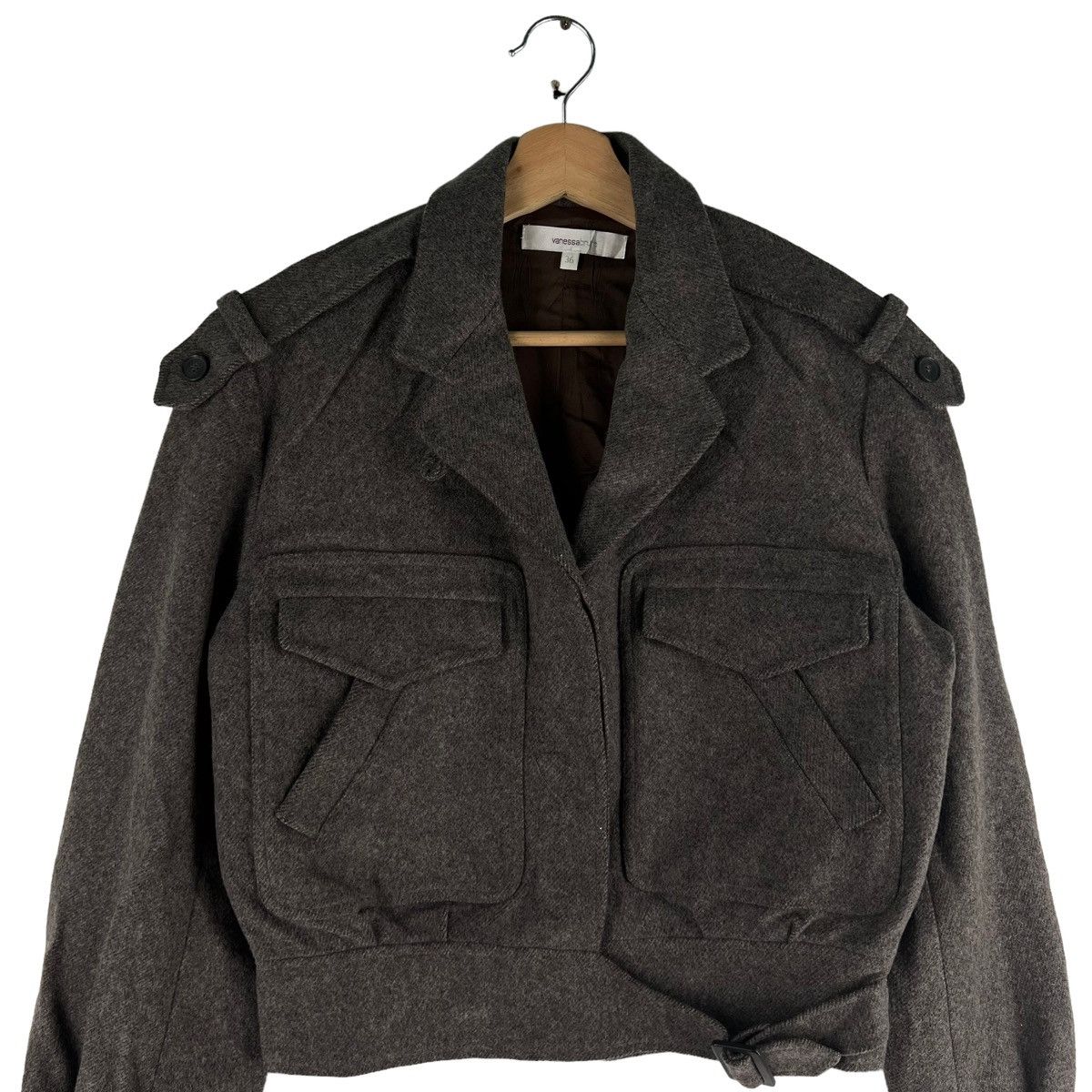 Vintage 🔥VTG WOOL BOMBER JACKET CROPPED VANESSABRUNO JAPAN Size US M / EU 48-50 / 2 - 2 Thumbnail