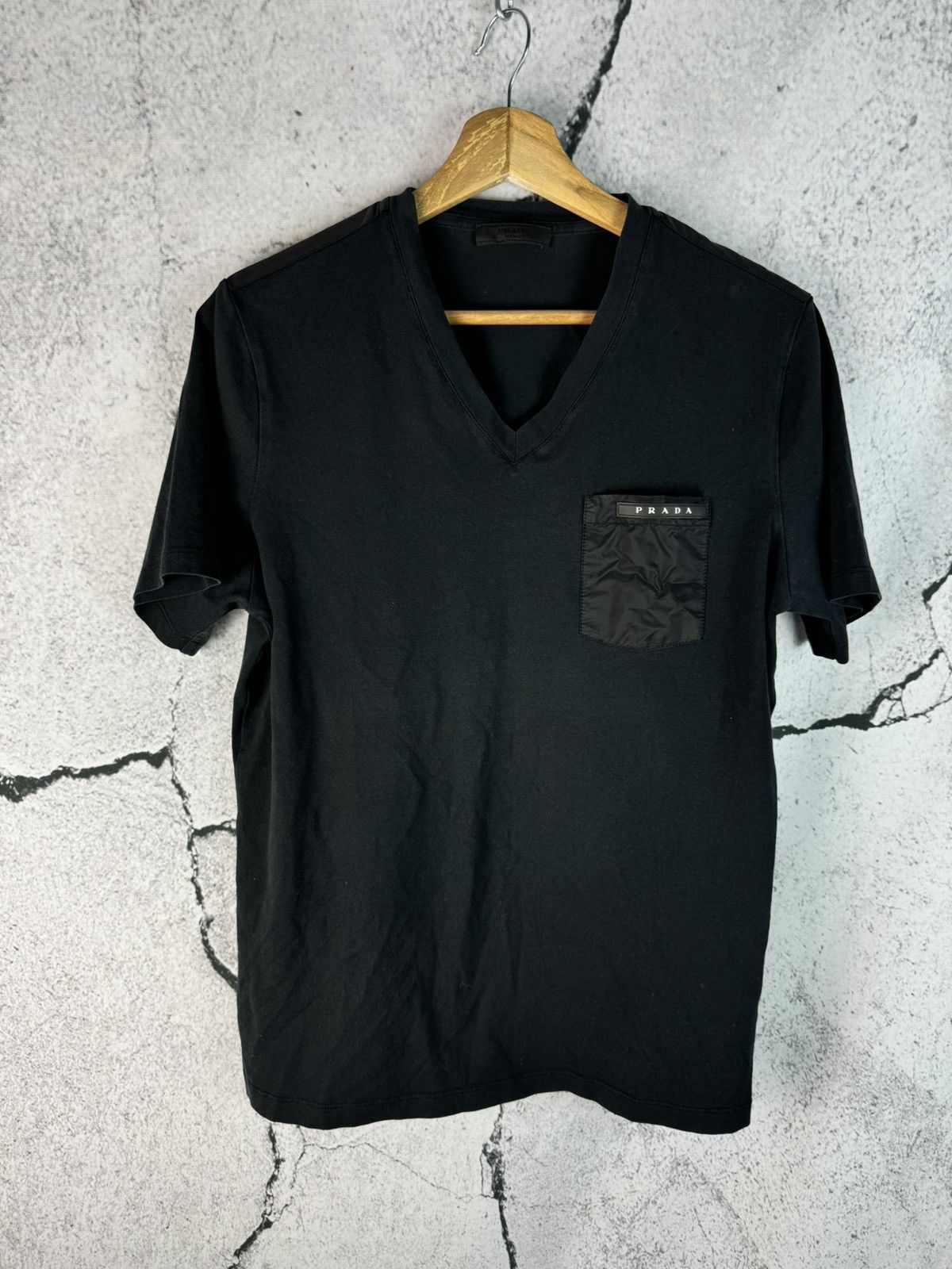Prada Prada Milano Tab Logo Nylon Pocket Shoulder T-Shirt Size US S / EU 44-46 / 1 - 1 Thumbnail