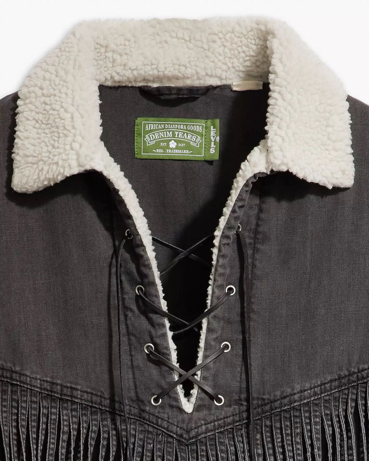 DENIM TEARS × Levi's New Motorcycle/Western Black Faded Denim Sherpa Pullover Size US XL / EU 56 / 4 - 7 Thumbnail