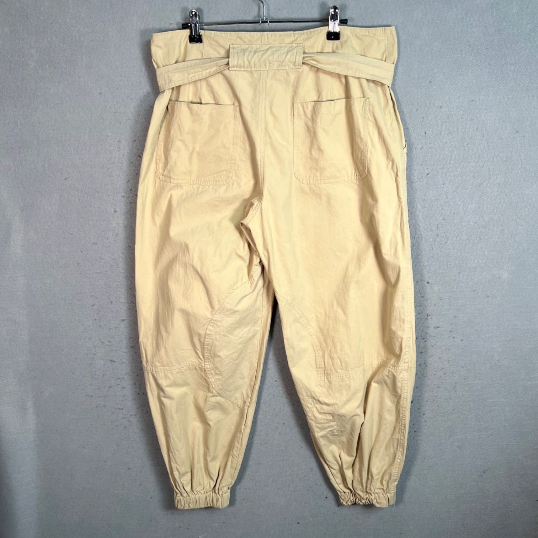 Vintage VINTAGE Grey Lab Pants Cargo High-Waisted Paperbag Belted Elastic Cuffs Women M Beige Gray Lab Adult Medium Size 32" / US 10 / IT 46 - 2 Thumbnail