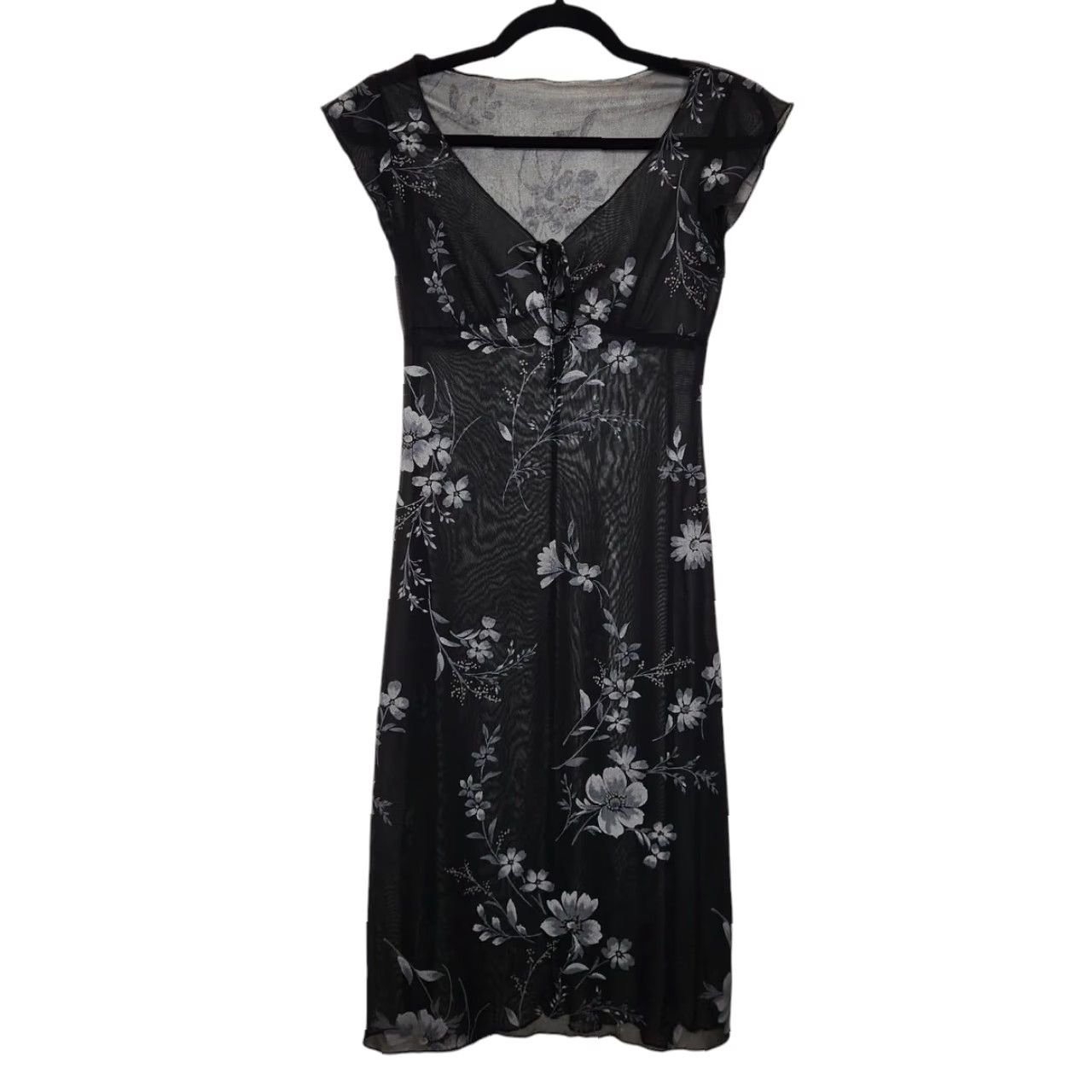 Vintage VINTAGE Dress Midi Women S Black Floral Gothic Emo Punk Milkmaid Whimsy Fairy y2k Floral Sheer Vintage Size S / US 4 / IT 40 - 2 Thumbnail