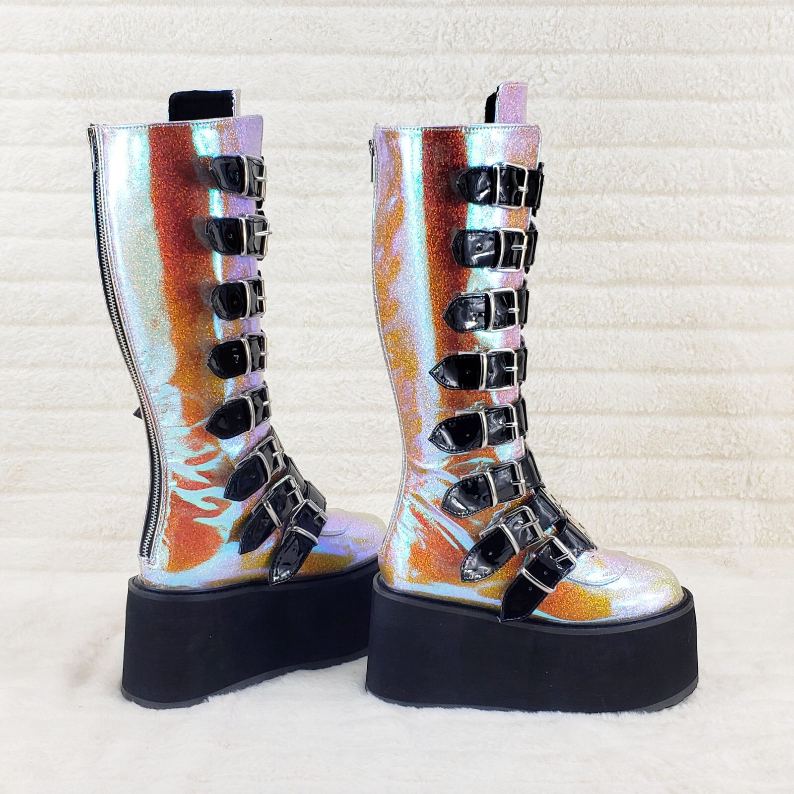 Demonia Cult DEMONIA Damned 318 Multi Strap 3.5" Platform Cyber Punk Knee Size US 6 / IT 36 - 1 Thumbnail