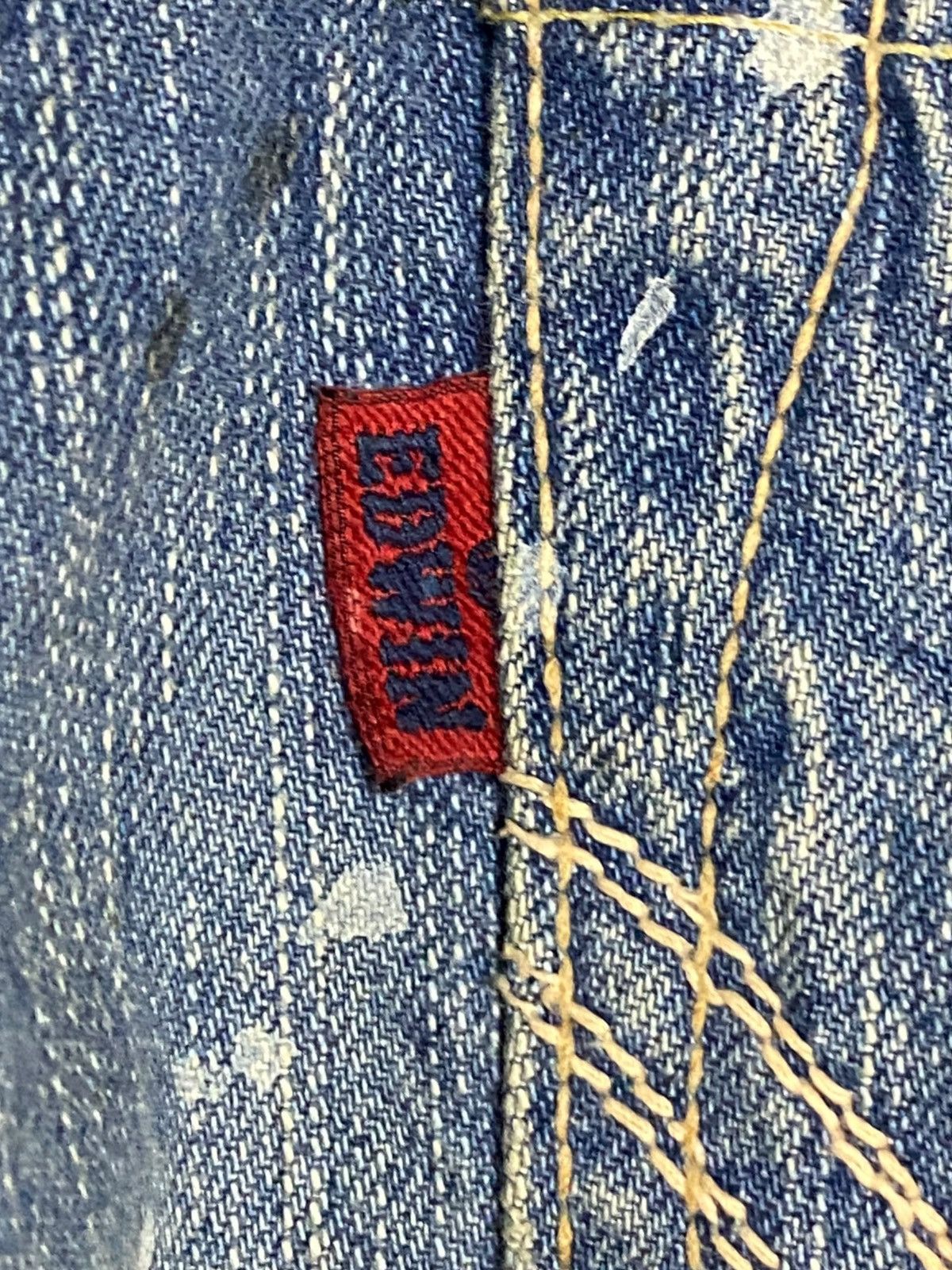 Japanese Brand Vintage Edwin 503 Faded Wash Paint Splatter Distressed Jeans Size US 31 - 16 Thumbnail