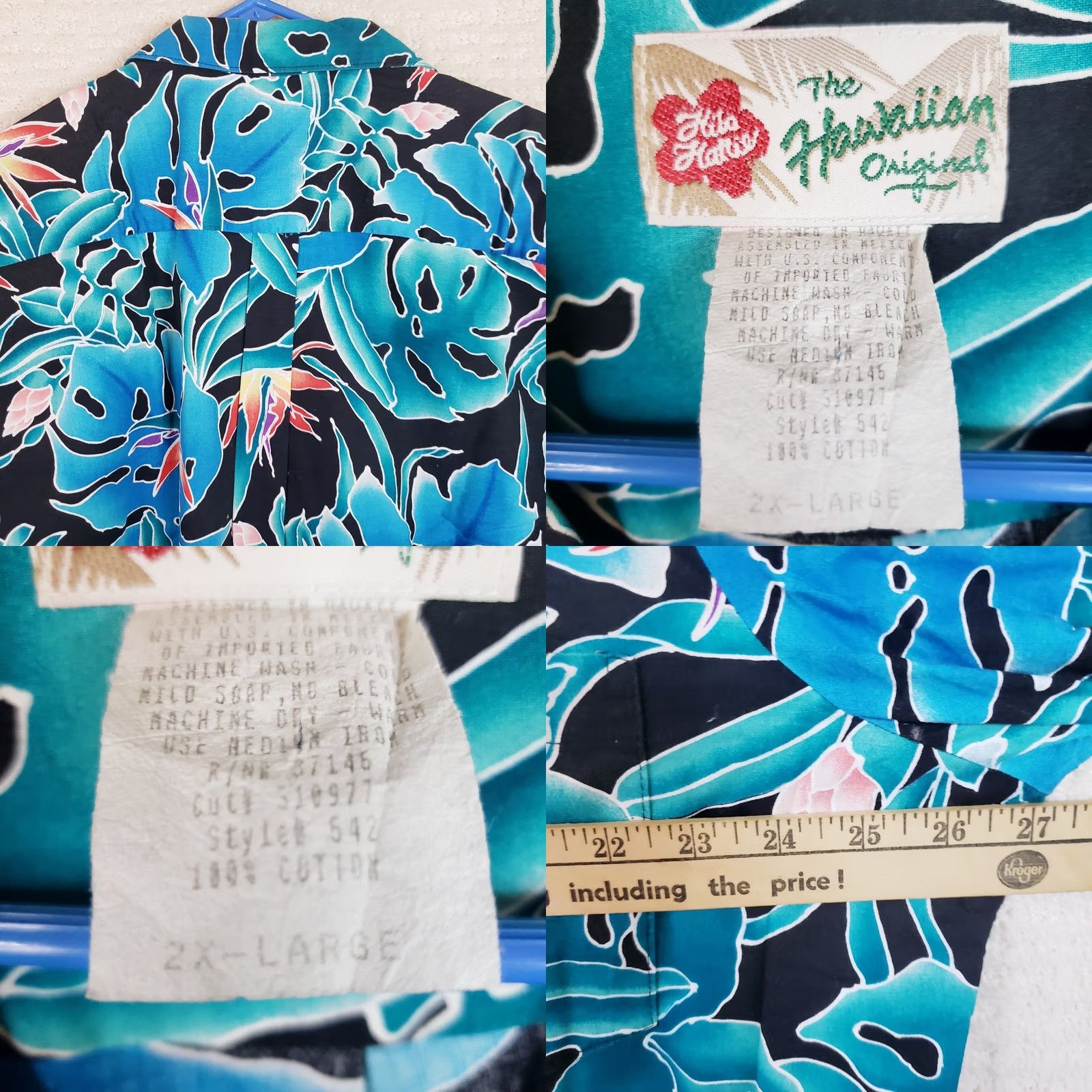 Hilo Hattie VINTAGE Hilo Hattie Shirt Mens XXL Blue Black Hawaiian Original Floral Cotton Pocket Size US XXL / EU 58 / 5 - 8 Thumbnail