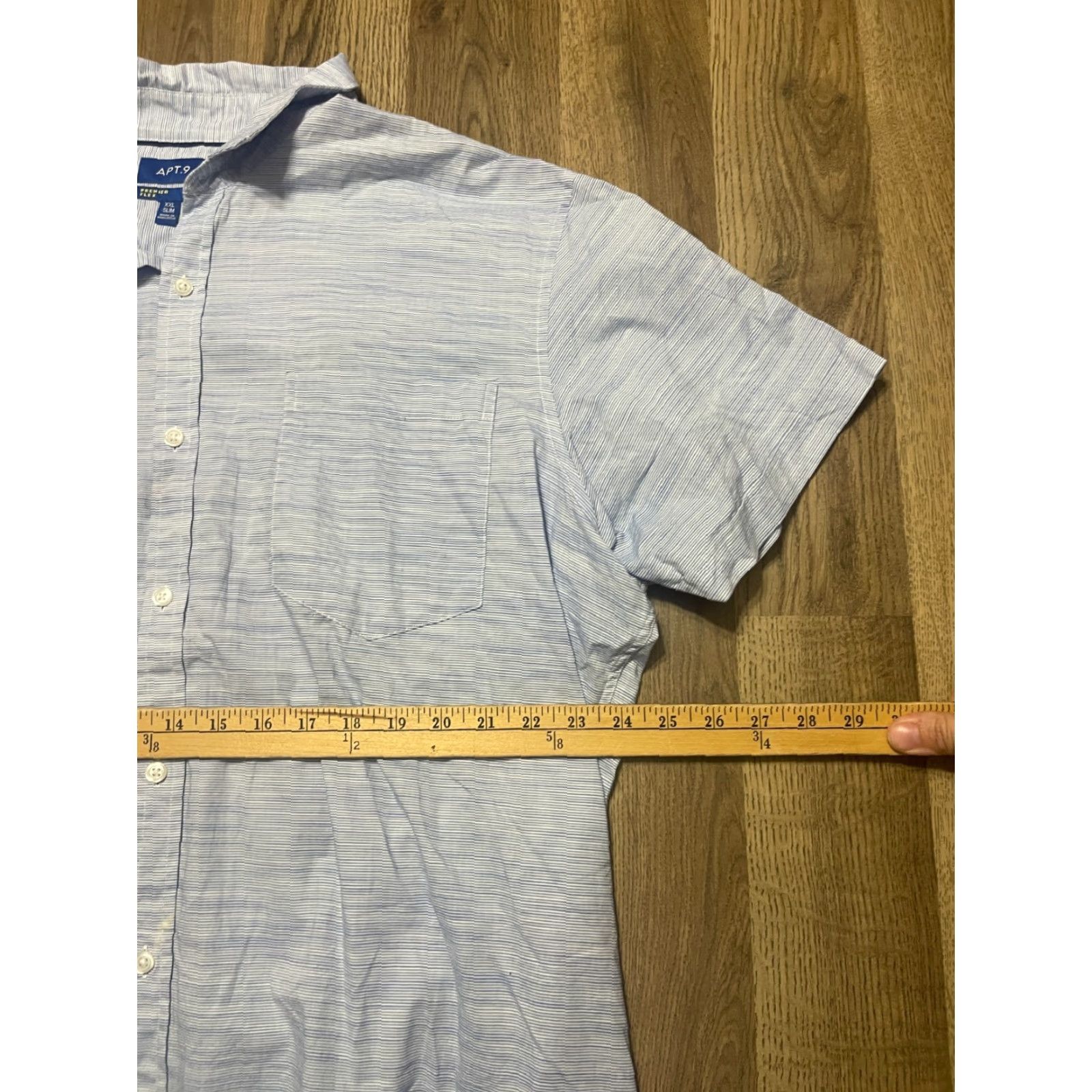 Apt. 9 Apt. 9 Shirt Men's XXL Blue Short Sleeve Button Up Slim Fit Premier Flex Size US XXL / EU 58 / 5 - 6 Thumbnail