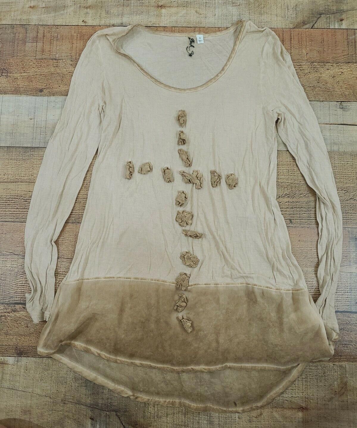 Designer Black Swan Top Small y2k Embroidered Beige Hi Low silk Size S / US 4 / IT 40 - 7 Thumbnail