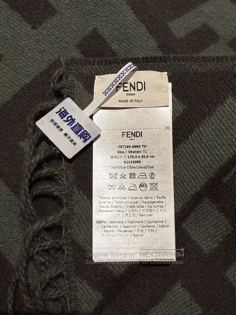 Fendi Fendi size 170*45 cm Green floral cashmere scarf, 100% cash Size ONE SIZE - 5 Thumbnail