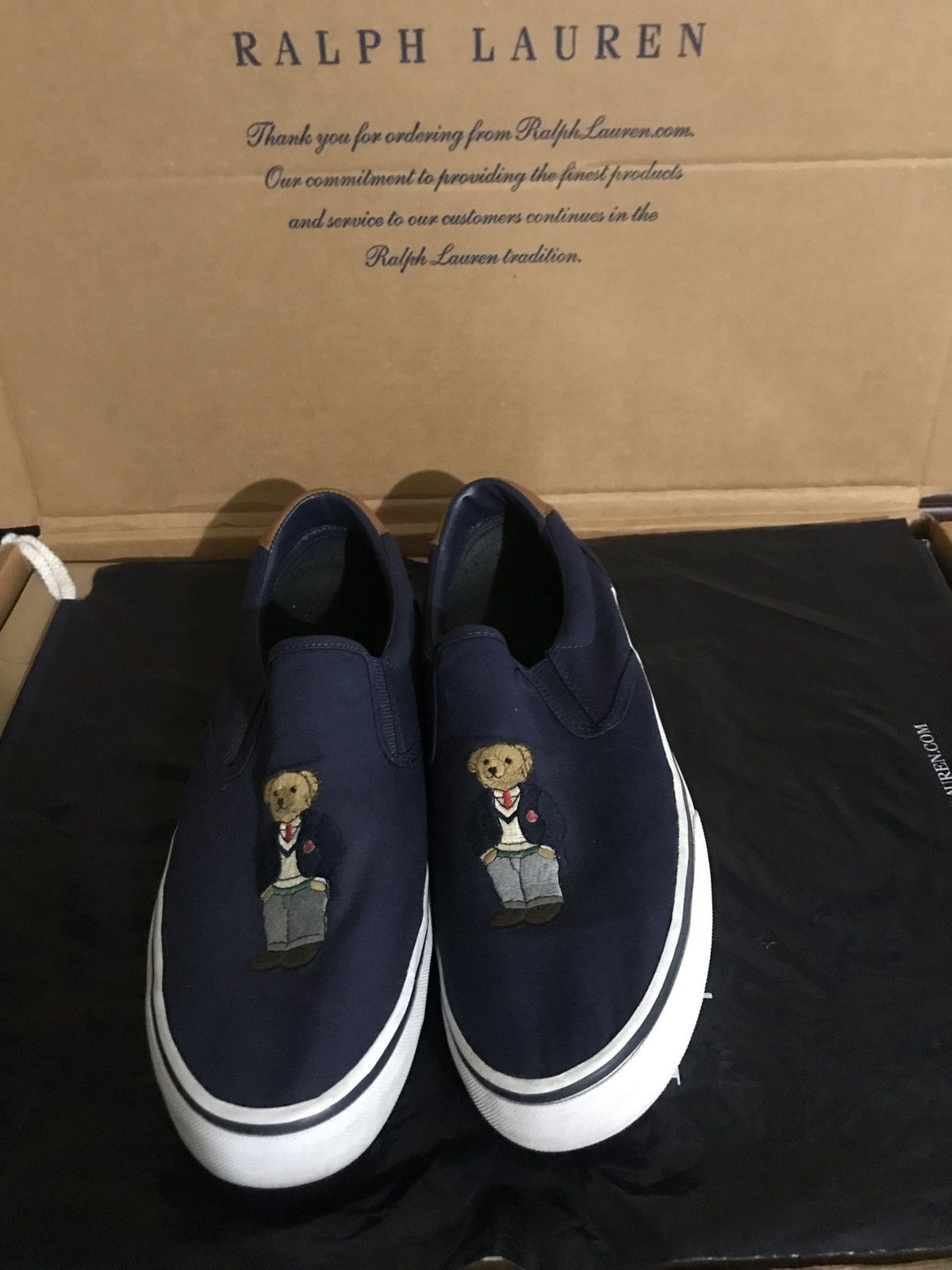 Polo Ralph Lauren Polo Bear Navy Slip-On Shoes Size 11.5 Ralph Lauren Boys Blue Polo Bear Slip-On Trainers | Junior  main image 4