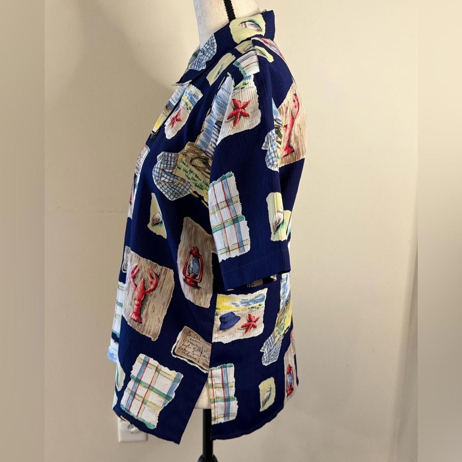 Other Allison Daley Petites coastal patchwork button up top SZ 8P Size M / US 6-8 / IT 42-44 - 3 Thumbnail