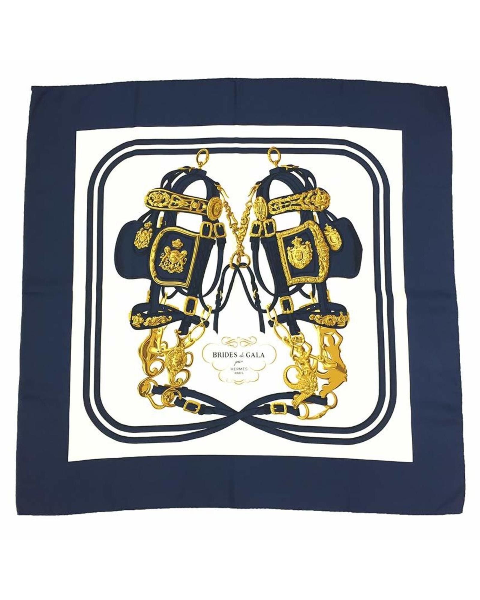image of Hermes Silk Square Scarf in Navy, Women's