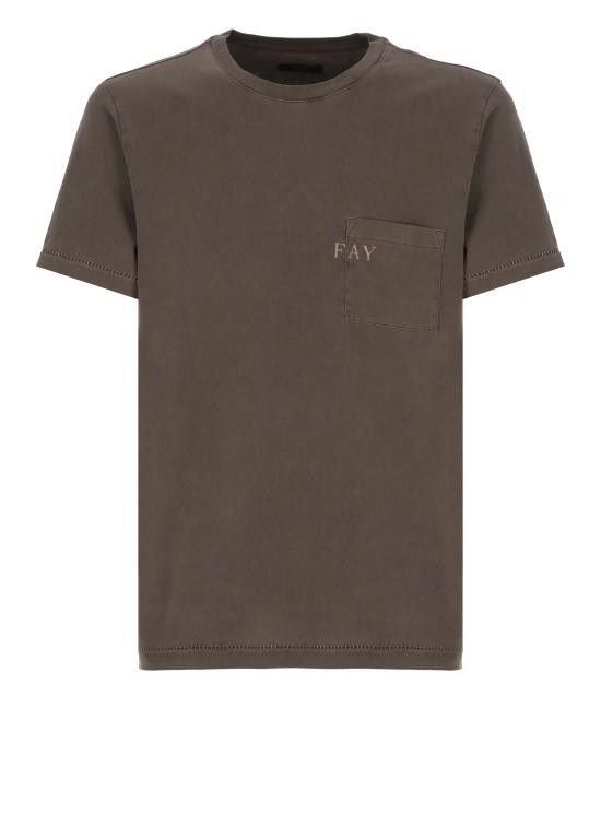 Fay FAY Men T-Shirts NPMB350132TUY1 S602 Brown Size US M / EU 48-50 / 2 - 1 Thumbnail