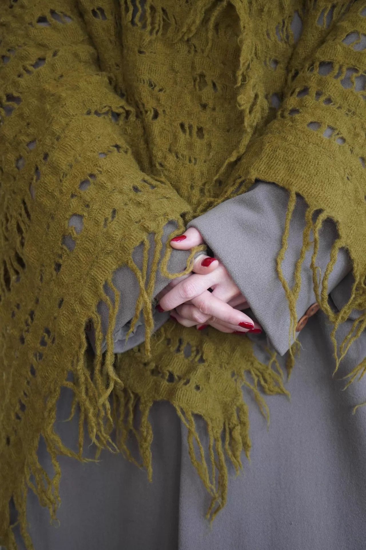 Y's Y's 2000s felted openwork wide wool scarf Size ONE SIZE - 8 Thumbnail