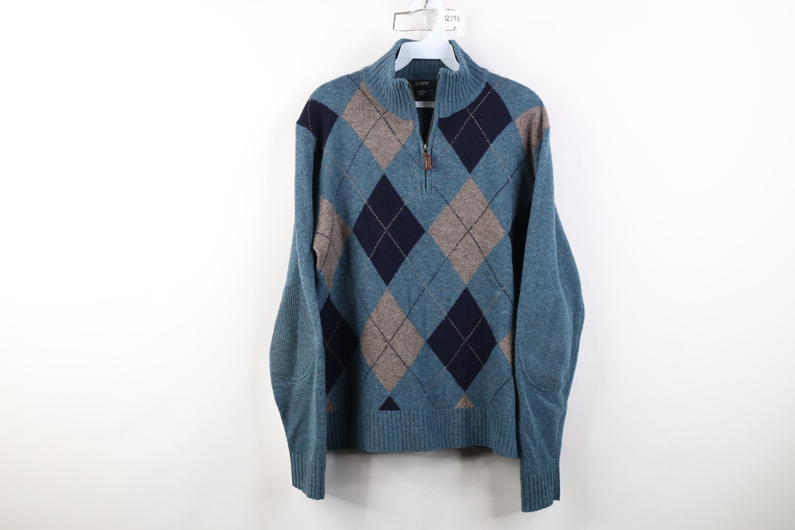 J.Crew Vintage Y2K J Crew Lambswool Diamond Knit 1/4 Zip Sweater Size US M / EU 48-50 / 2 - 1 Thumbnail