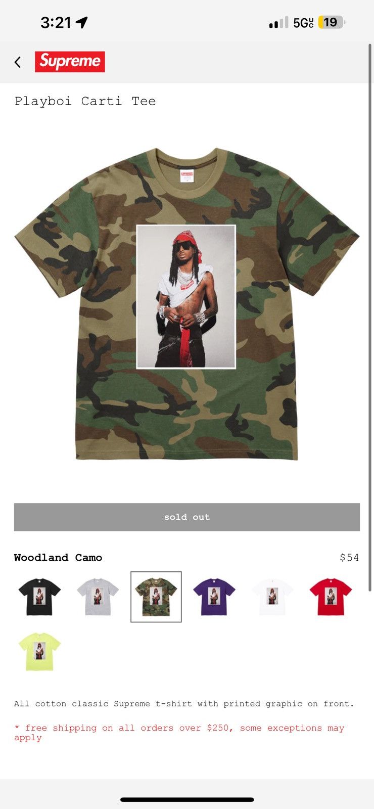 Supreme Supreme Playboi Carti tee Woodland Camo XL | Grailed