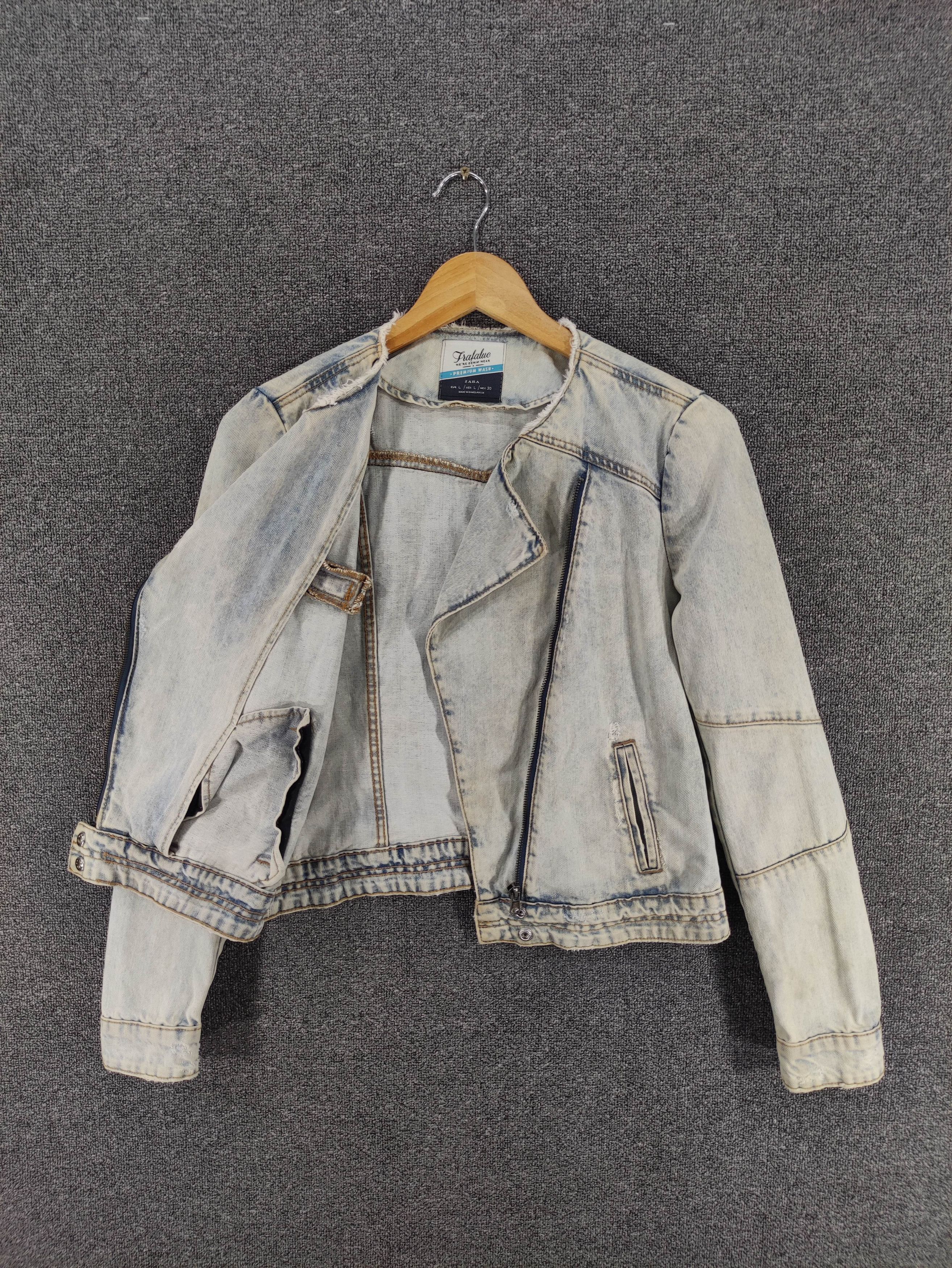 Zara Zara Trafalue Distressed Denim Jacket Zipper Size S / US 4 / IT 40 - 7 Thumbnail