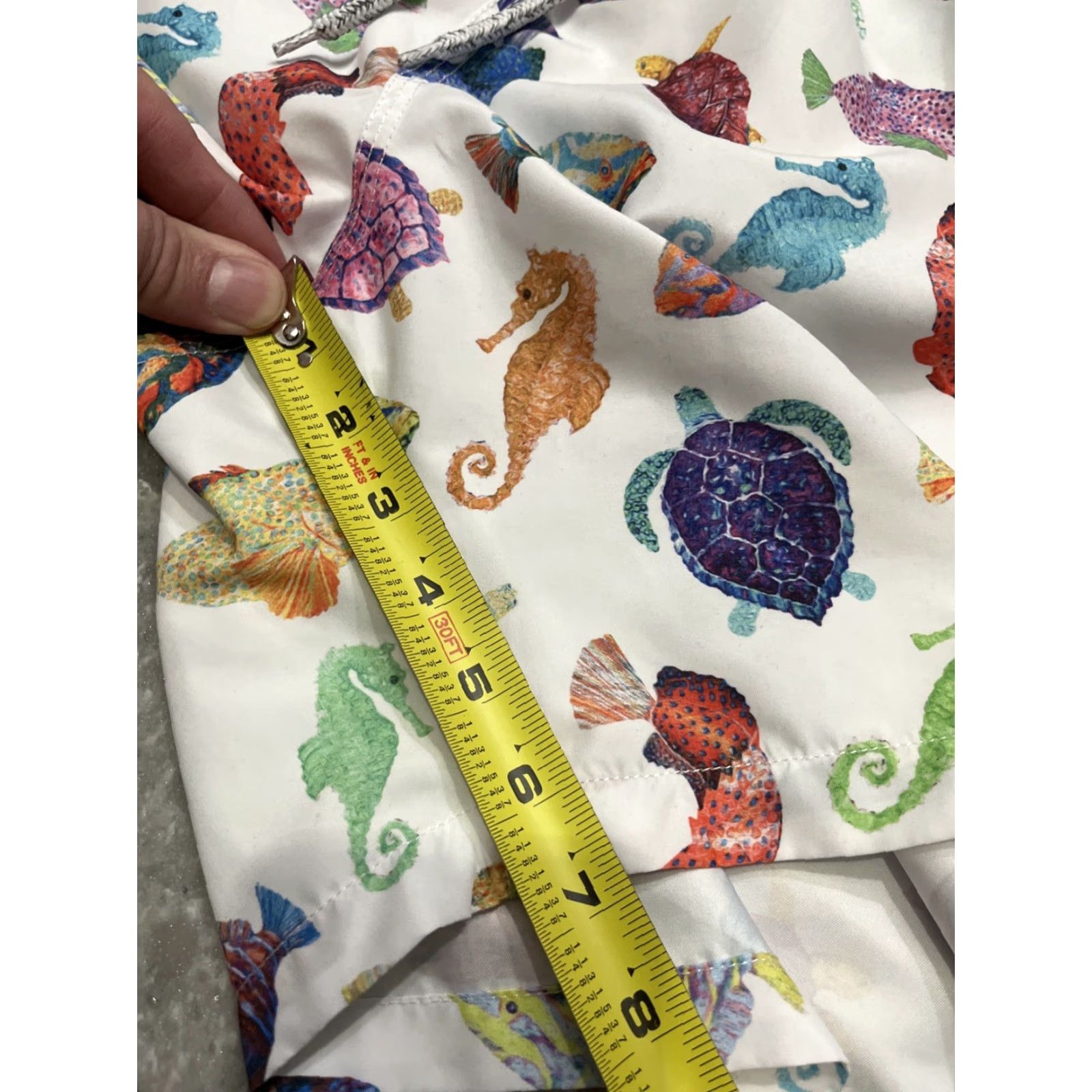 Vintage MICHAELS SWIMWEAR Men’s Fish Blue Swim Trunk M Beach Pockets Drawstring Quick Dry Elastic Waist Size US 31 - 4 Thumbnail