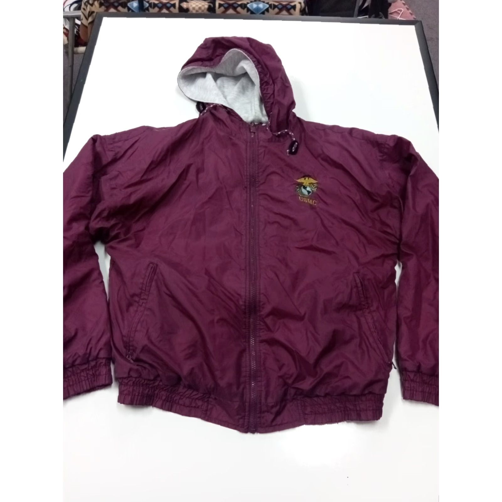 Vintage VINTAGE USMC Hooded Windbreaker Purple Nylon Embroidered Lined Med 1990s Hoodie Jacket Mens M Size US M / EU 48-50 / 2 - 3 Thumbnail
